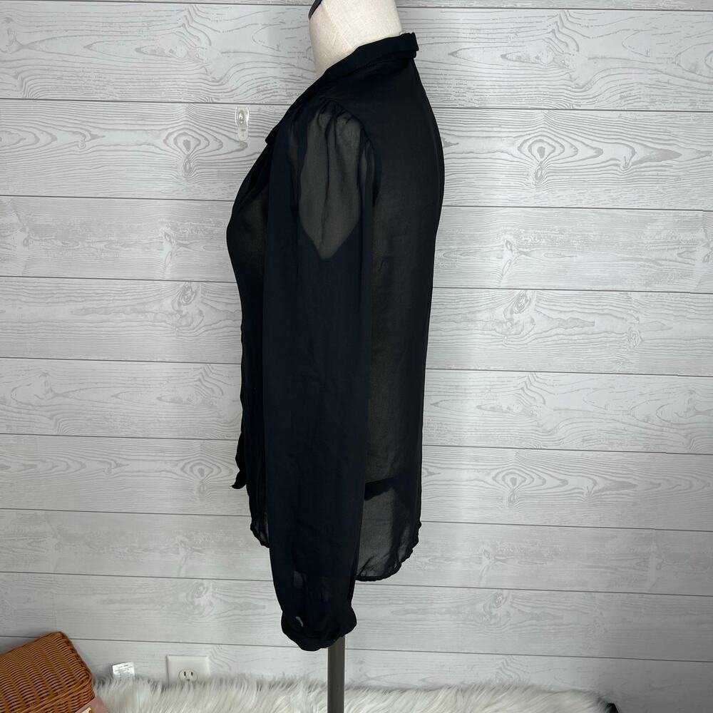 Stitches by Marjorie de Martino 80’s black sheer button up blouse size 9 - Picture 2 of 6